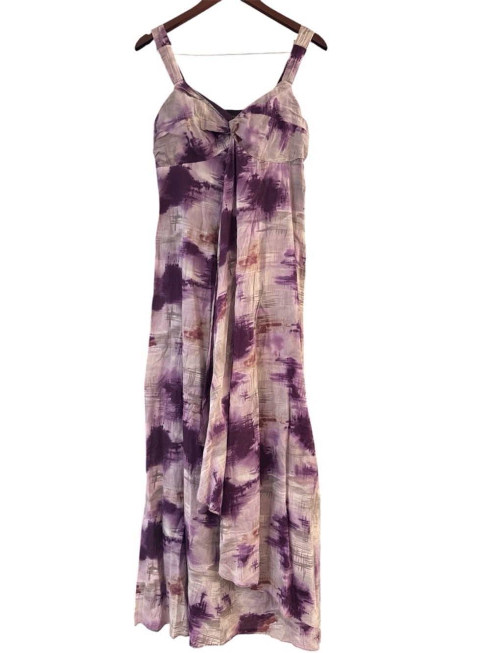 The Limited Purple Abstract Print Maxi Dress Size 10 Flowy Tie Front - Picture 2 of 5